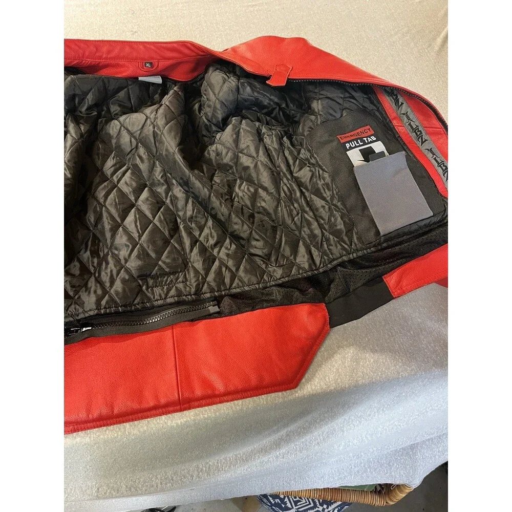 LBZ Motorcycle  Jacket Armored Red Leather Men’s XL Zip Out Lining Biker